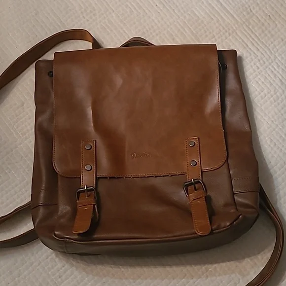 Zebella Genuine Leather Backpack – Tan Brown, Buckle Flap Style - Picture 1 of 9